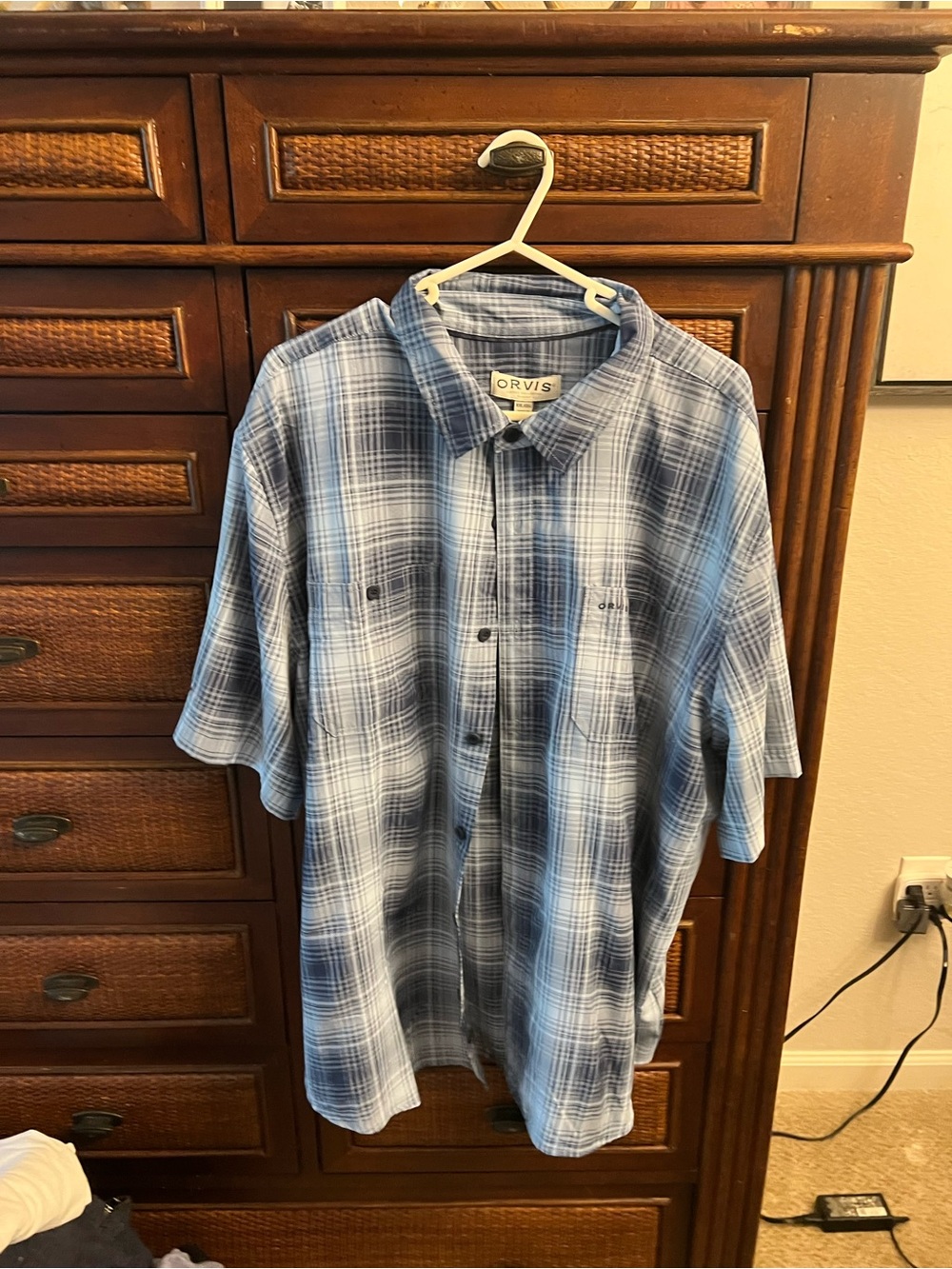 Orvis Blue Plaid Short-Sleeve Button-Down Shirt